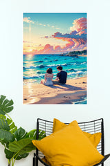 Romantic Couple Love on the Beach Poster | Sunset Ocean Wall Art(Love Posters)