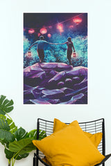 Romantic Couple Lantern Night Adventure Wall Poster(Love Posters)