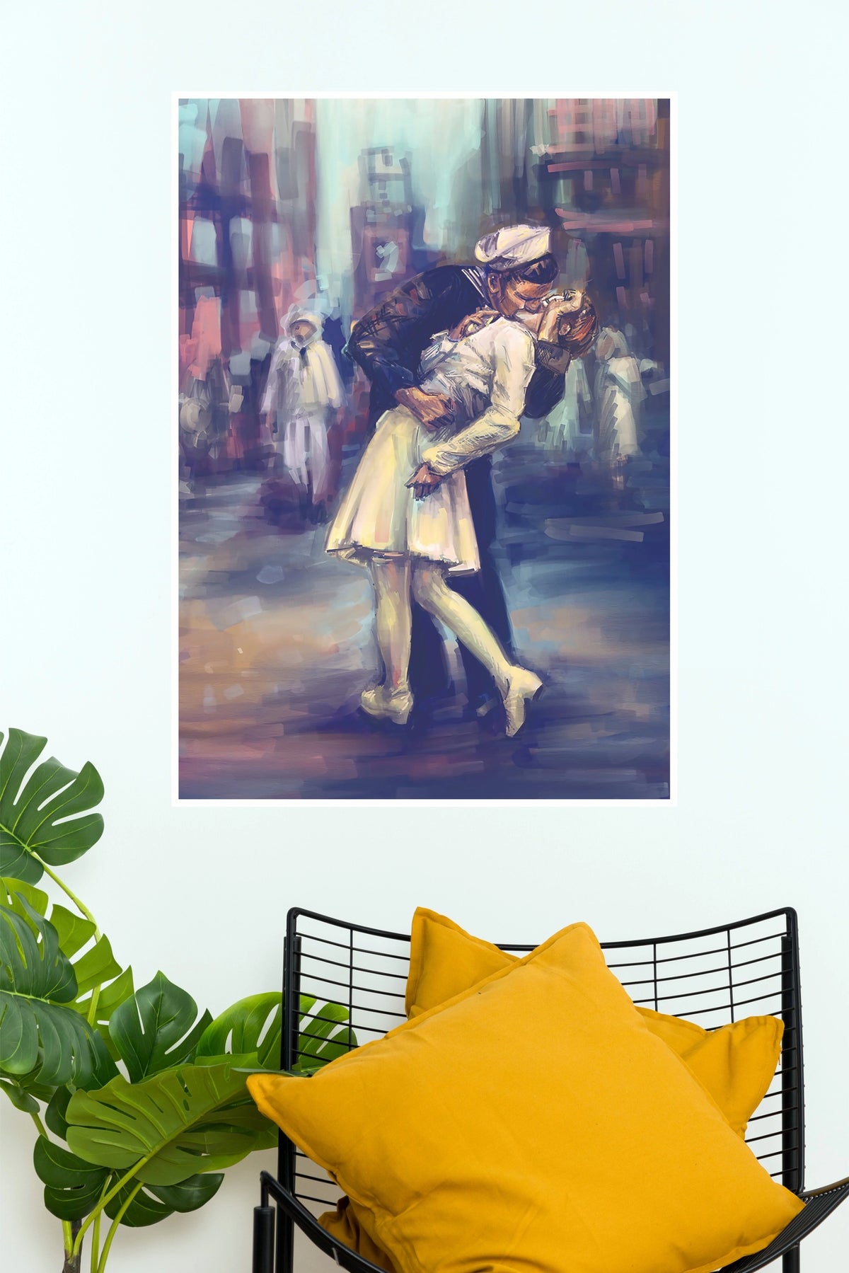 Vintage Sailor Kissing Nurse Oil Painting Wall Art Paper Poster(Love Posters)
