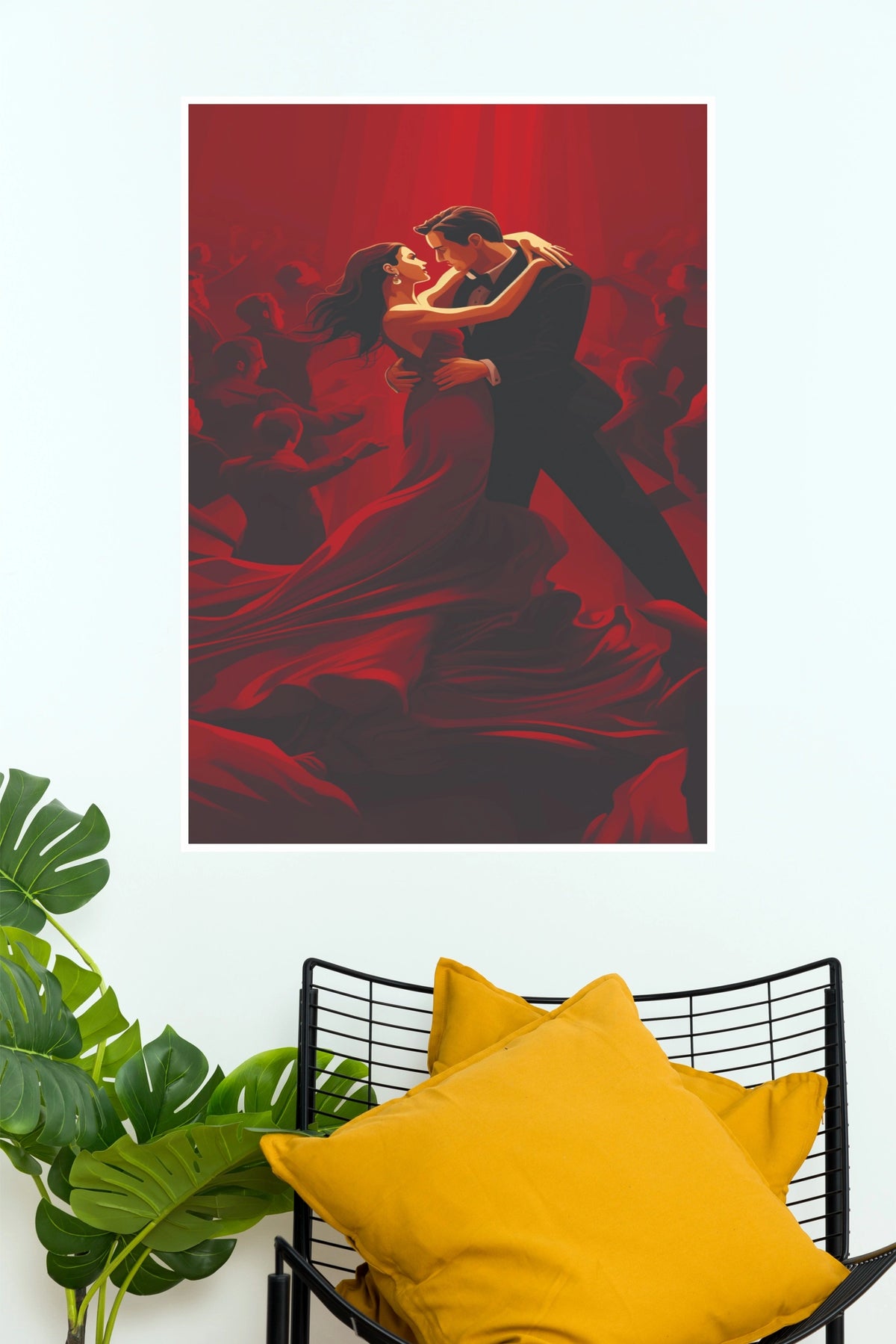 Passionate Salsa Tango Dancing Couple Red Wall Art Paper Poster(Love Posters)