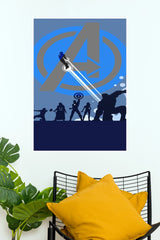 Marvel Avengers Blue Silhouette Team Matte Paper Poster   (Marvel  Posters)