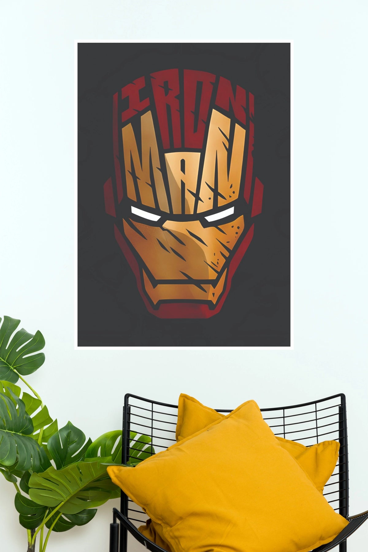 Iron Man Typographic Helmet Portrait Matte Paper Poster (Marvel  Posters)