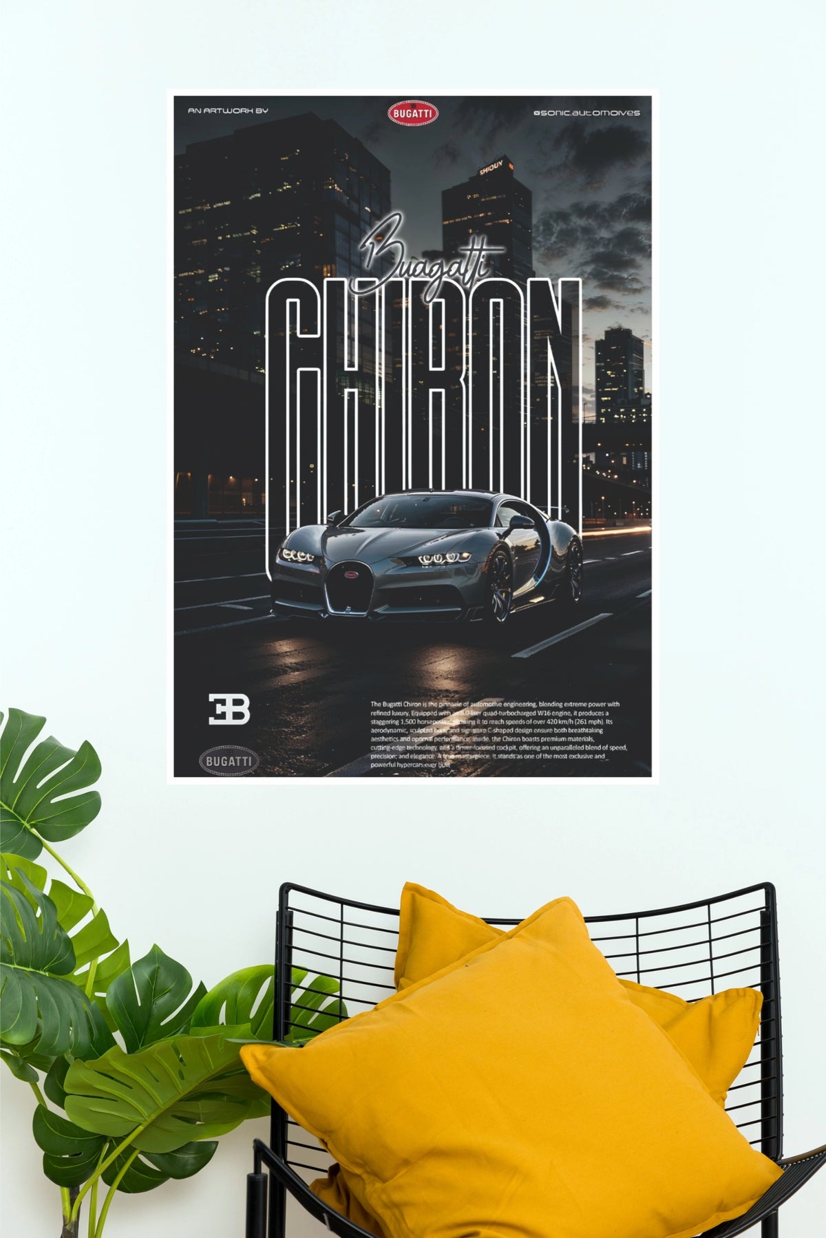 Bugatti Chiron Hypercar Wall Art Poster (Car Posters)