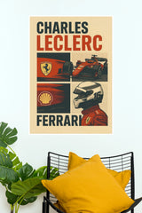 Charles Leclerc Ferrari F1 Racing Wall Art Poster (Car Posters)