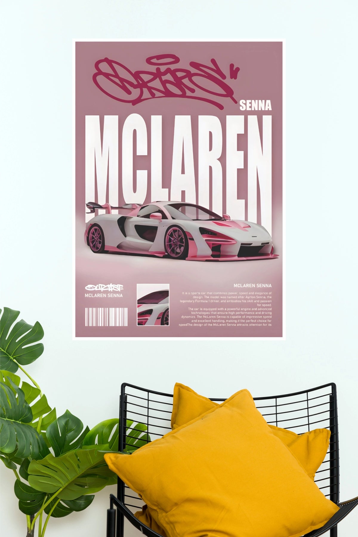 McLaren Senna Pink Aesthetic Supercar Wall Art Paper Poster (Car Posters)