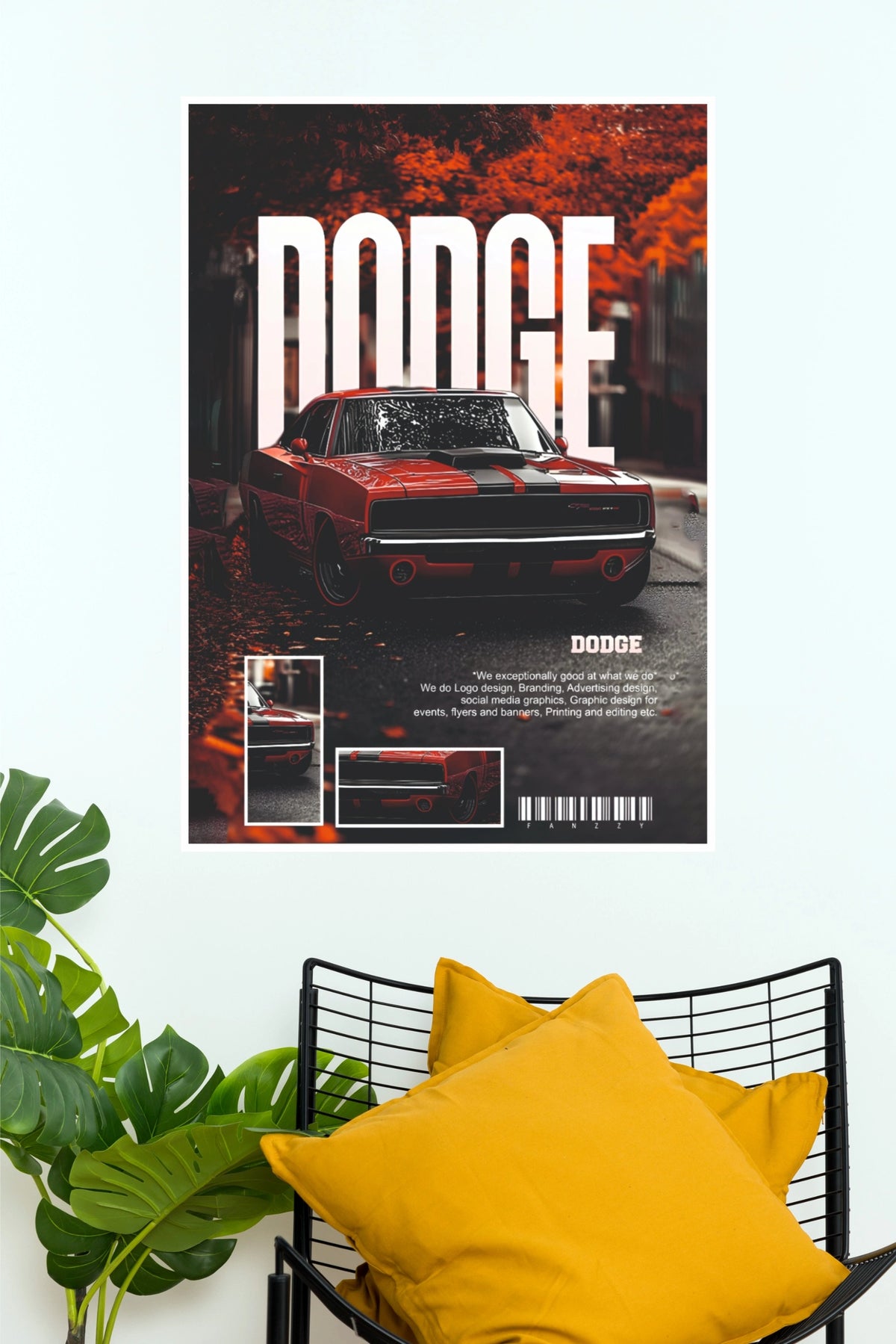 Dodge Red Classic Muscle Car Multi-Panel Wall Art Paper Poster (Car Posters)