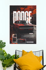 Dodge Red Classic Muscle Car Multi-Panel Wall Art Paper Poster (Car Posters)