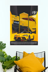 Toyota GR Supra Yellow JDM Sports Car Wall Art Paper Poster (car poster )