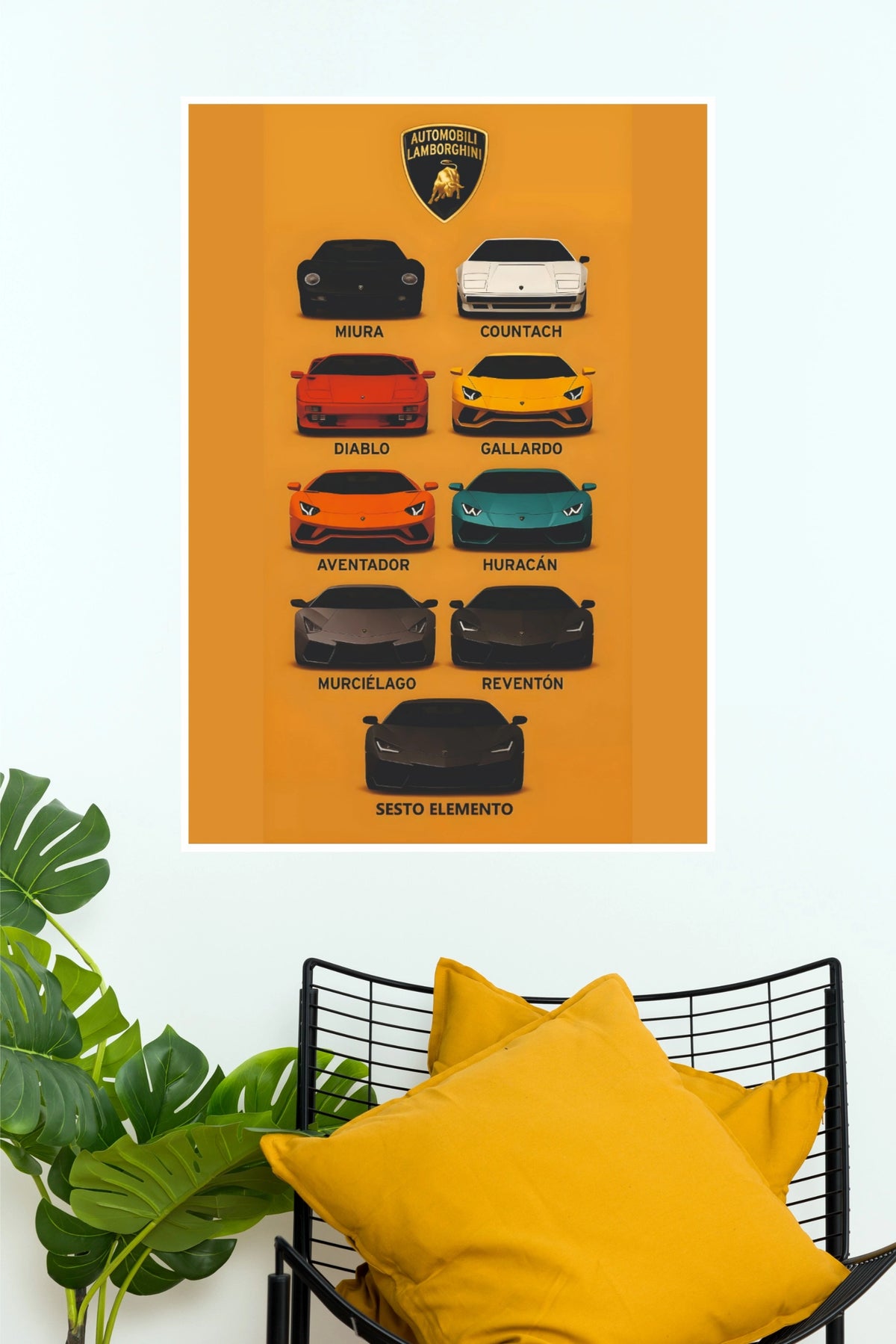 Classic Lamborghini Models Evolution Paper Poster Wall Art (Car Posters)