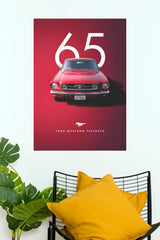 Red 1965 Ford Mustang Fastback Classic Muscle Car Paper Poster Wall Art (Car Posters)