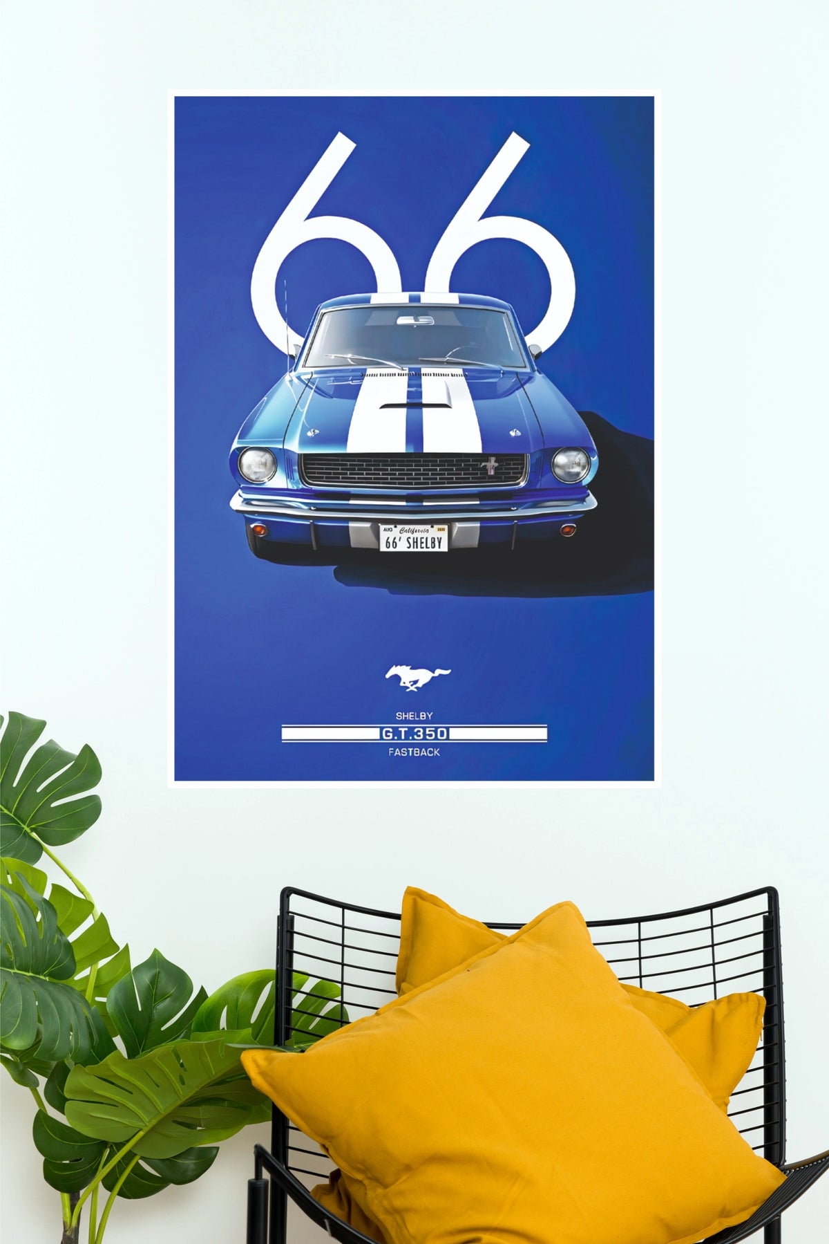 Blue 1966 Shelby GT350 Classic Muscle Car Paper Poster Wall Art (Car Posters)