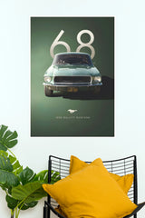 1968 Ford Mustang Bullitt Classic Muscle Car Paper Poster Wall Art (Car Posters)