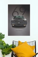 1969 Dodge Charger R/T Classic Muscle Car Paper Poster Wall Art (Car Posters)