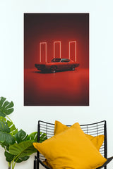 1968 Pontiac GTO Minimalist Neon Art Paper Poster