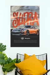 1998 Toyota Supra Graffiti Typography Paper Poster (Car Posters)
