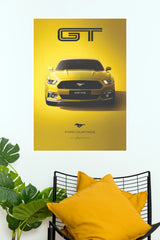 2015 Ford Mustang GT Minimalist Yellow Paper Poster  (Car Posters)