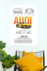 2016 Audi R8 Blueprint Technical Style Paper Poster (Car Posters)