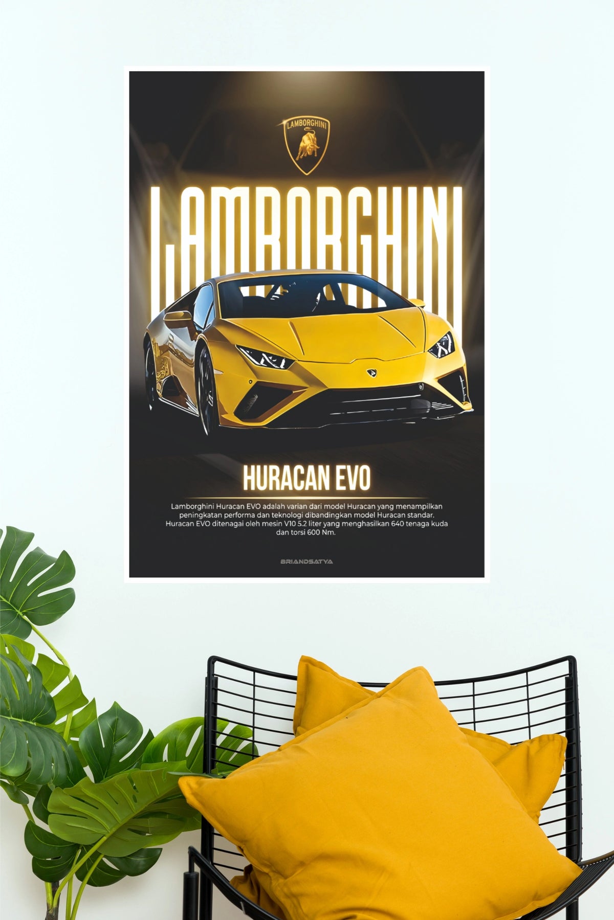 2020 Lamborghini Huracan EVO Yellow Supercar Paper Poster  (Car Posters)