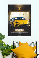 2020 Lamborghini Huracan EVO Yellow Supercar Paper Poster  (Car Posters)