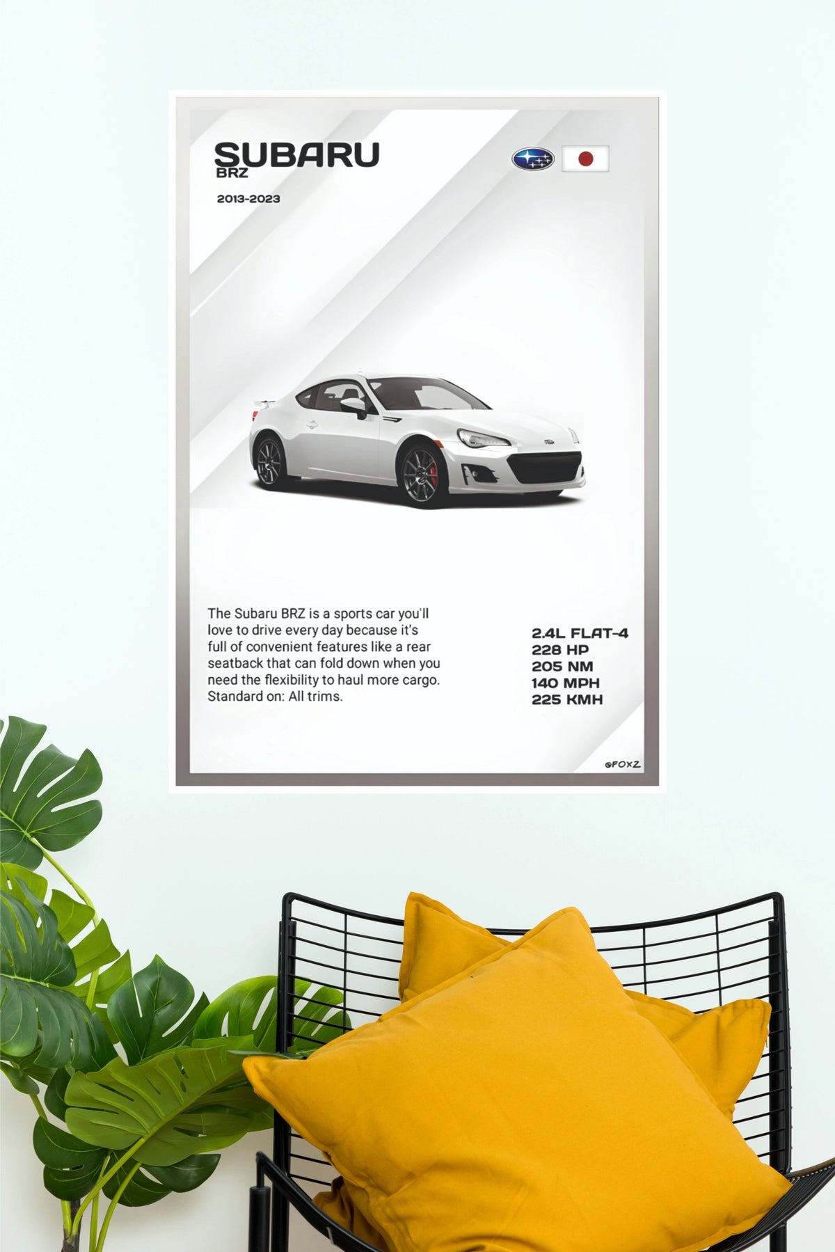 2020 Subaru BRZ Limited Technical Specs Paper Poster (Car Posters)