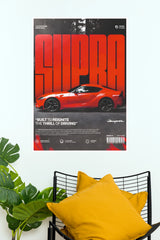 2020 Toyota GR Supra Red Typography Paper Poster (Car Posters)