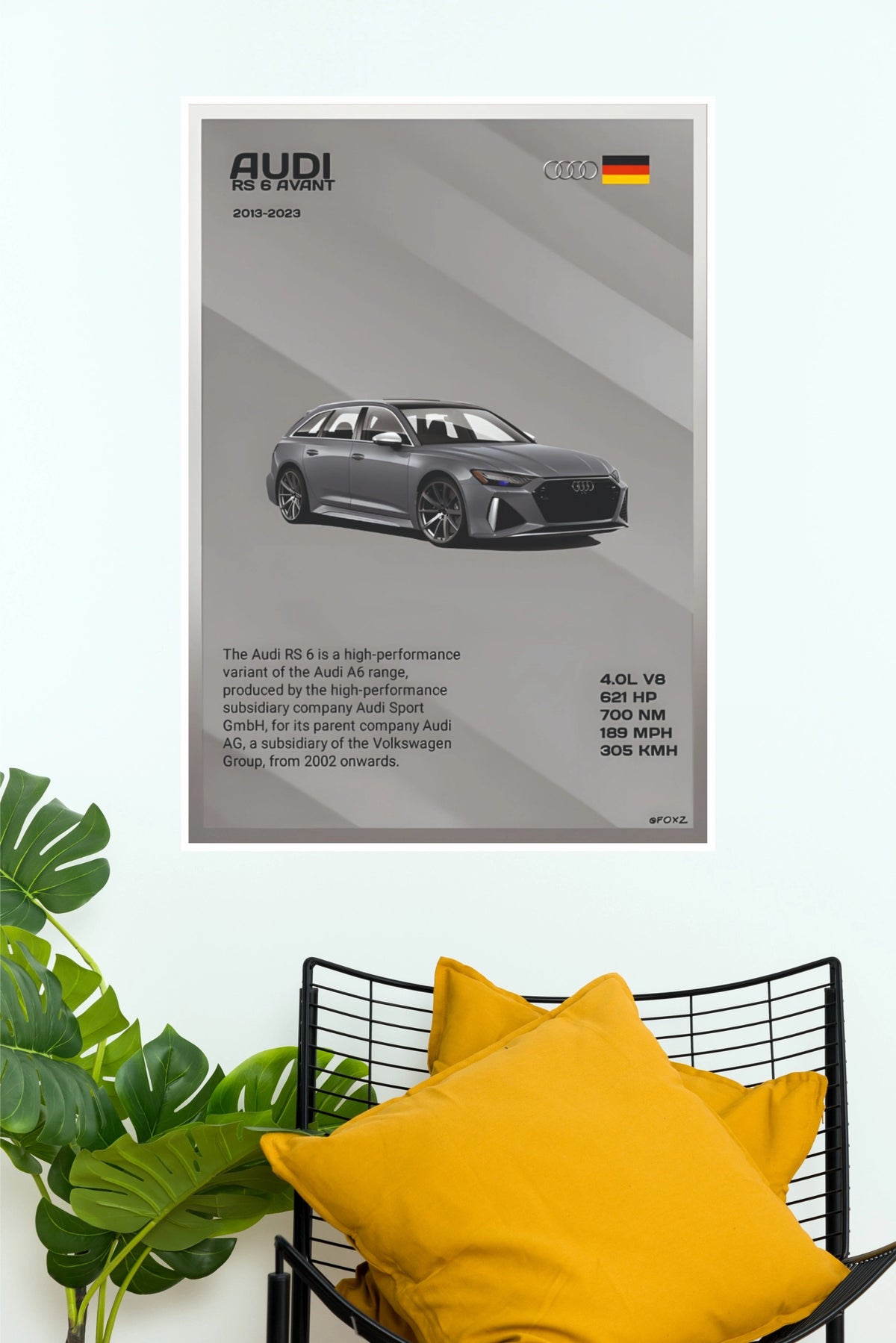 2022 Audi RS 6 Avant Technical Specs Paper Poster (Car Posters)