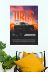 2022 Lamborghini Urus Sunset Typography Paper Poster (Car Posters)