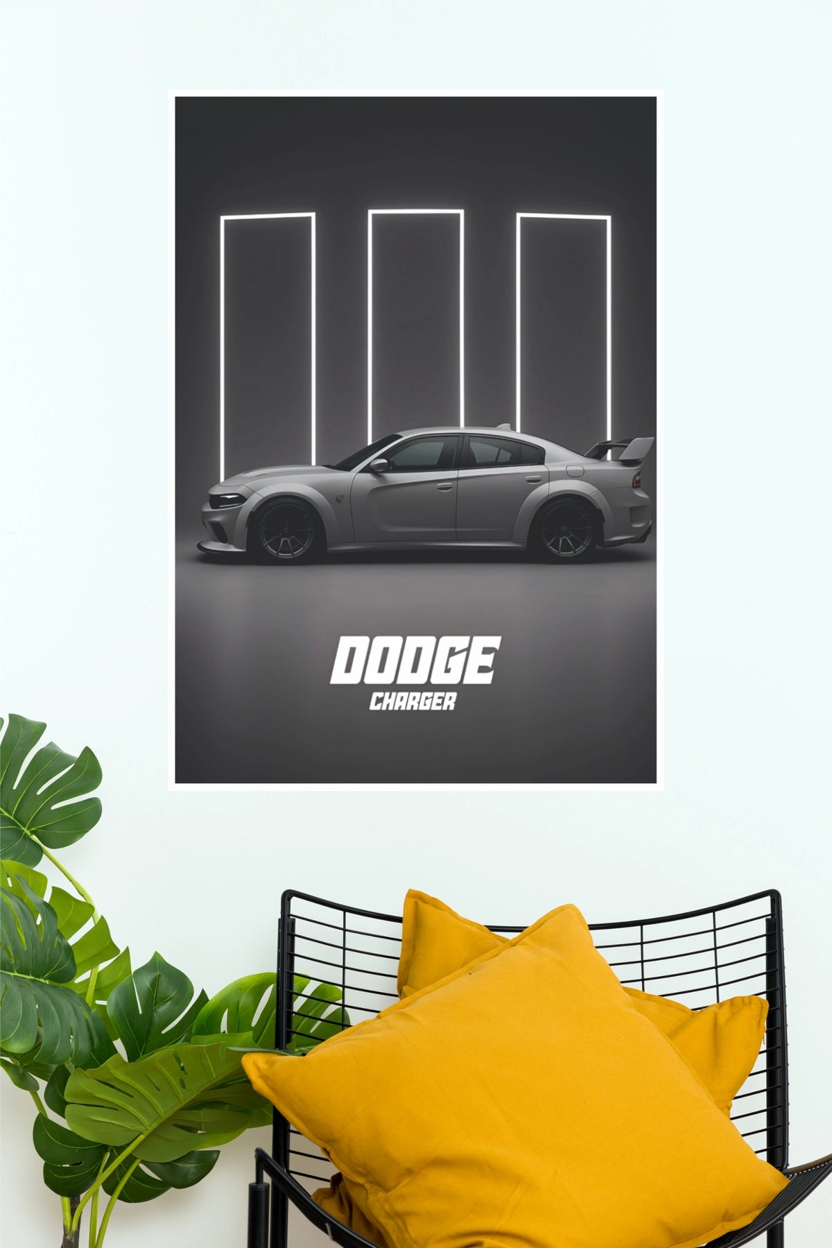 2023 Dodge Charger Minimalist Gray Paper Poster (Car Posters)