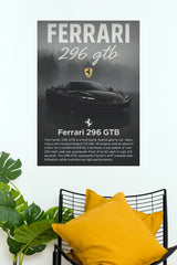 2024 Ferrari 296 GTB Technical Specs Paper Poster (Car Posters)