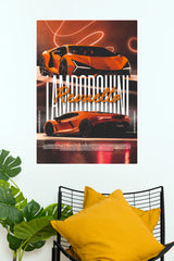 2024 Lamborghini Revuelto Dual-View Orange Supercar Paper Poster (Car Posters)