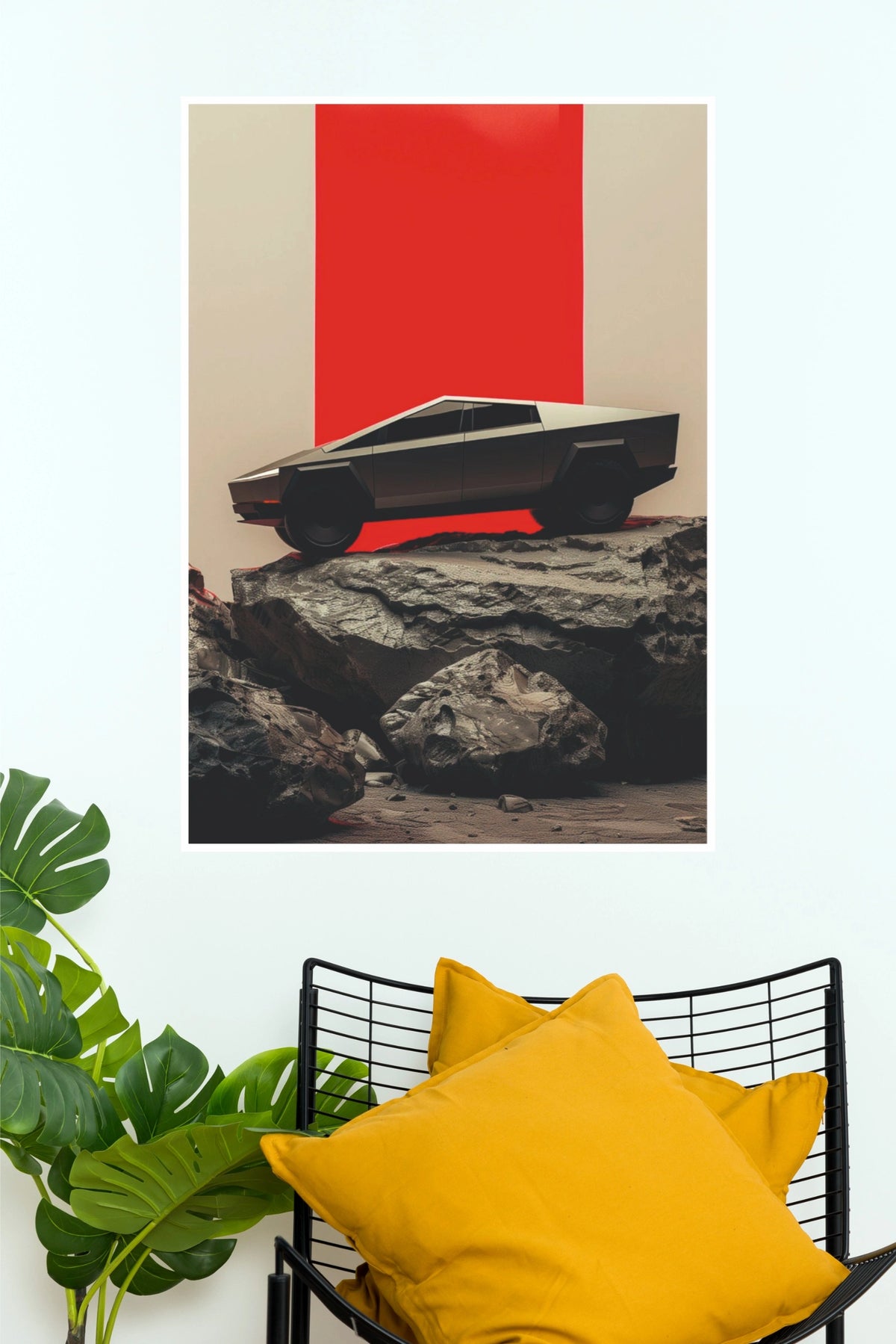 2024 Tesla Cybertruck Minimalist Rock Poster (Car Posters)