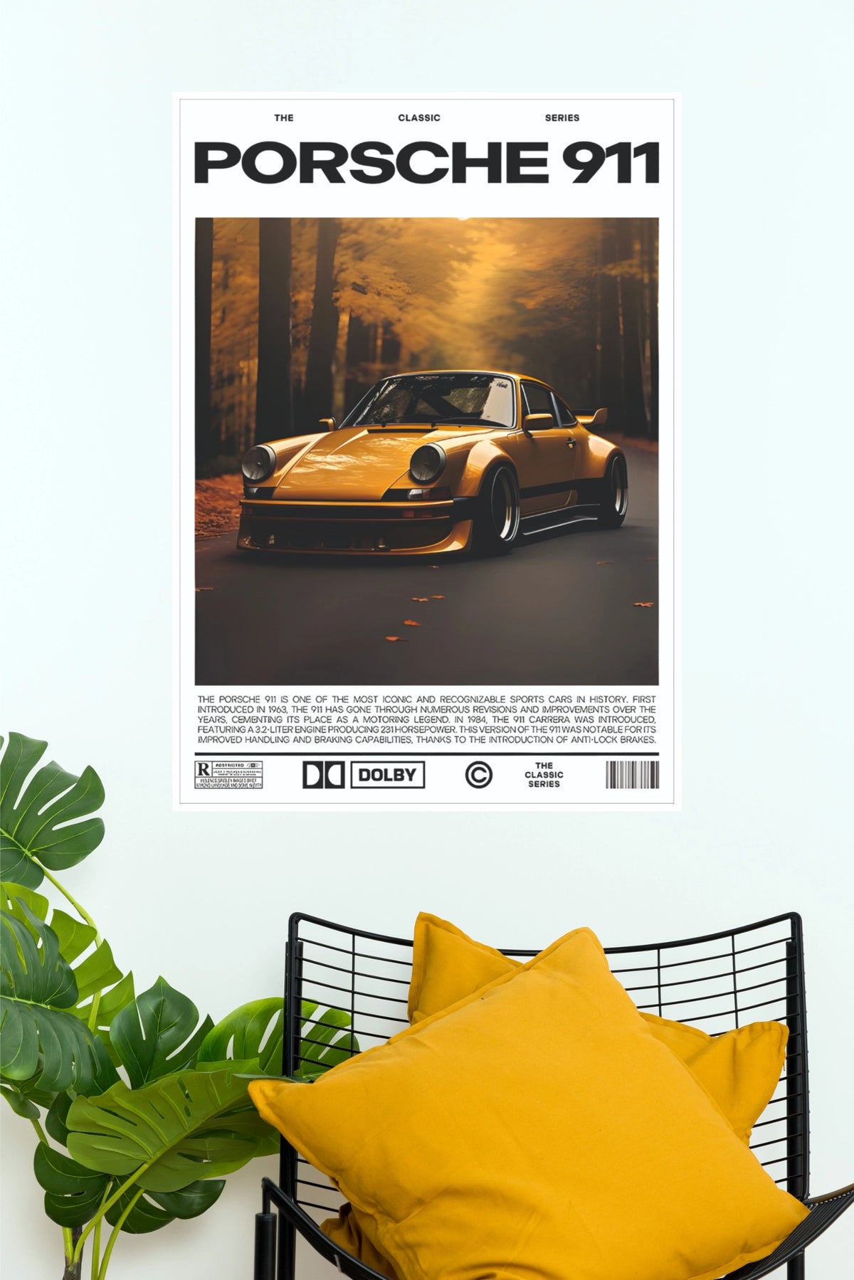 Porsche 911 Classic Series Gold Sports Car Poster  (Car Posters)
