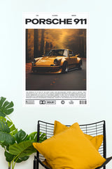 Porsche 911 Classic Series Gold Sports Car Poster  (Car Posters)