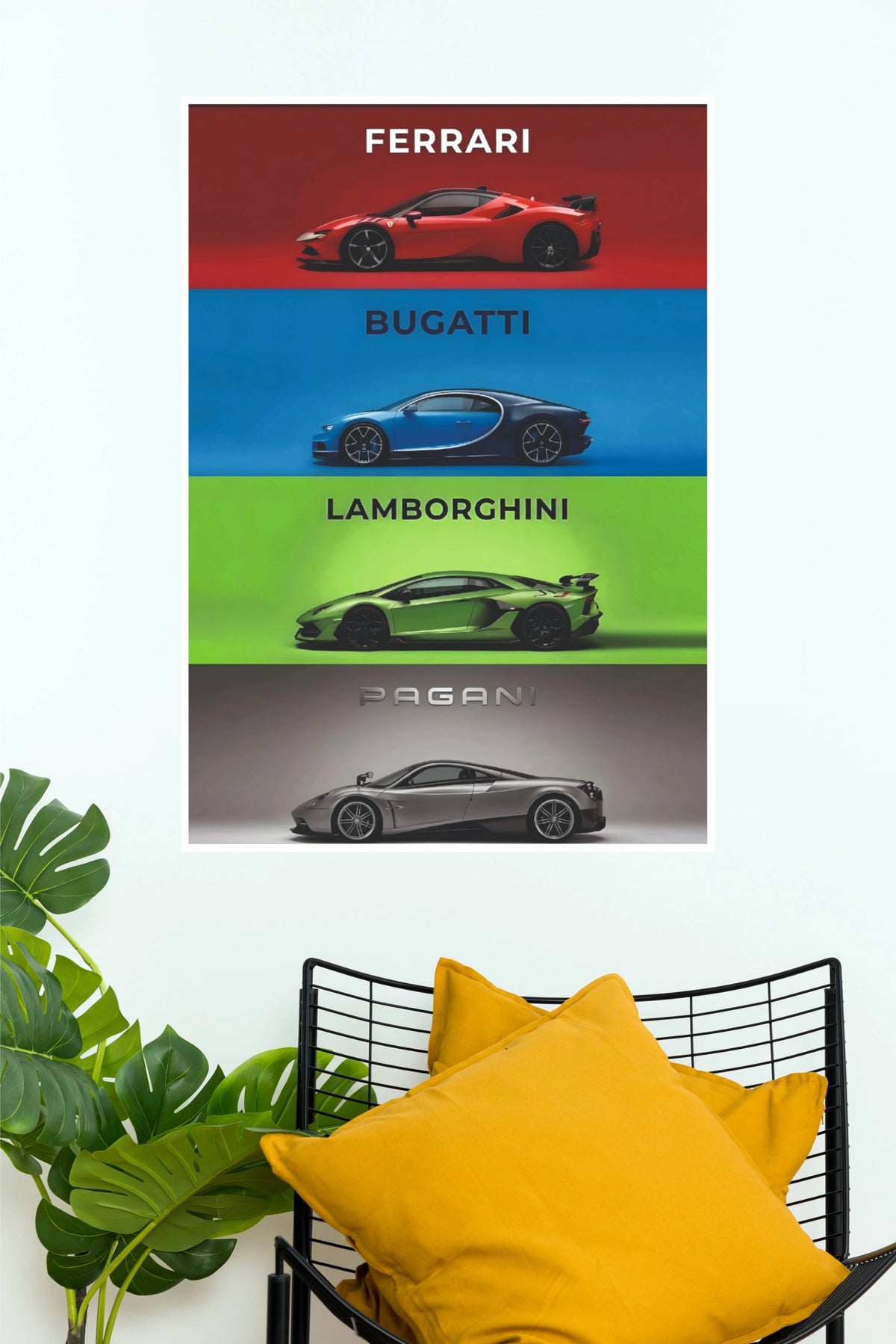 Four Supercars Brand Collage Paper Poster | Exotic Car Wall Art (Car Posters)