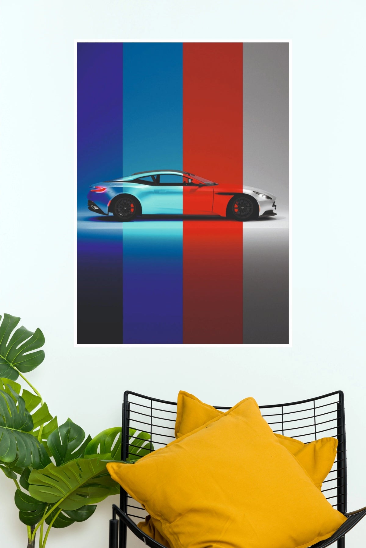Aston Martin DB11 Color Block Background Paper Poster | Luxury Sports Car Wall Art (Car Posters)