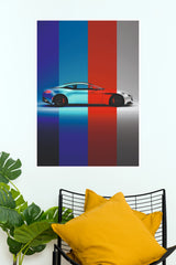 Aston Martin DB11 Color Block Background Paper Poster | Luxury Sports Car Wall Art (Car Posters)