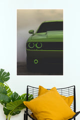 Green Muscle Car Headlights Paper Poster | Bold Automotive Wall Art (Car Posters)