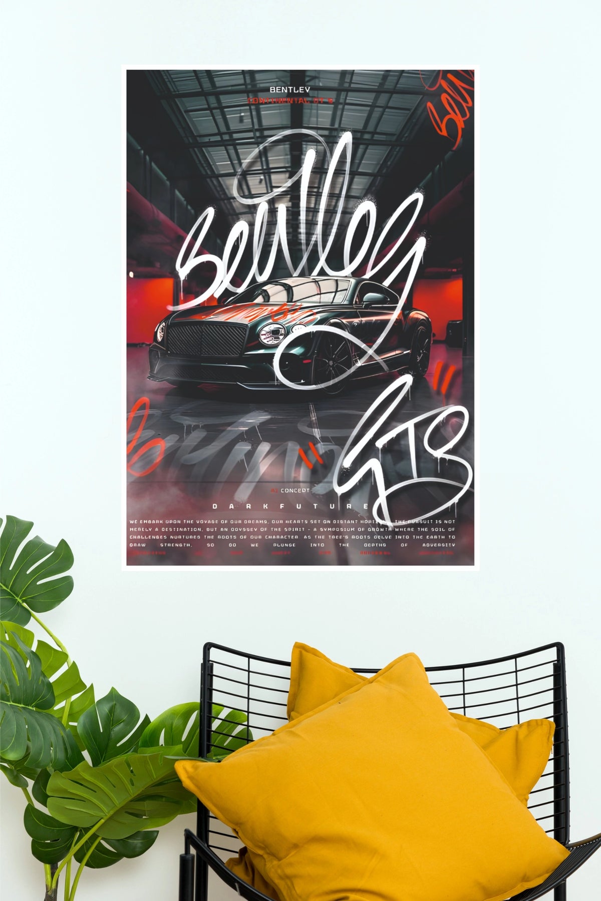 Bentley GTS Graffiti Urban Style Paper Poster | Luxury Car Wall Art (Car Posters)