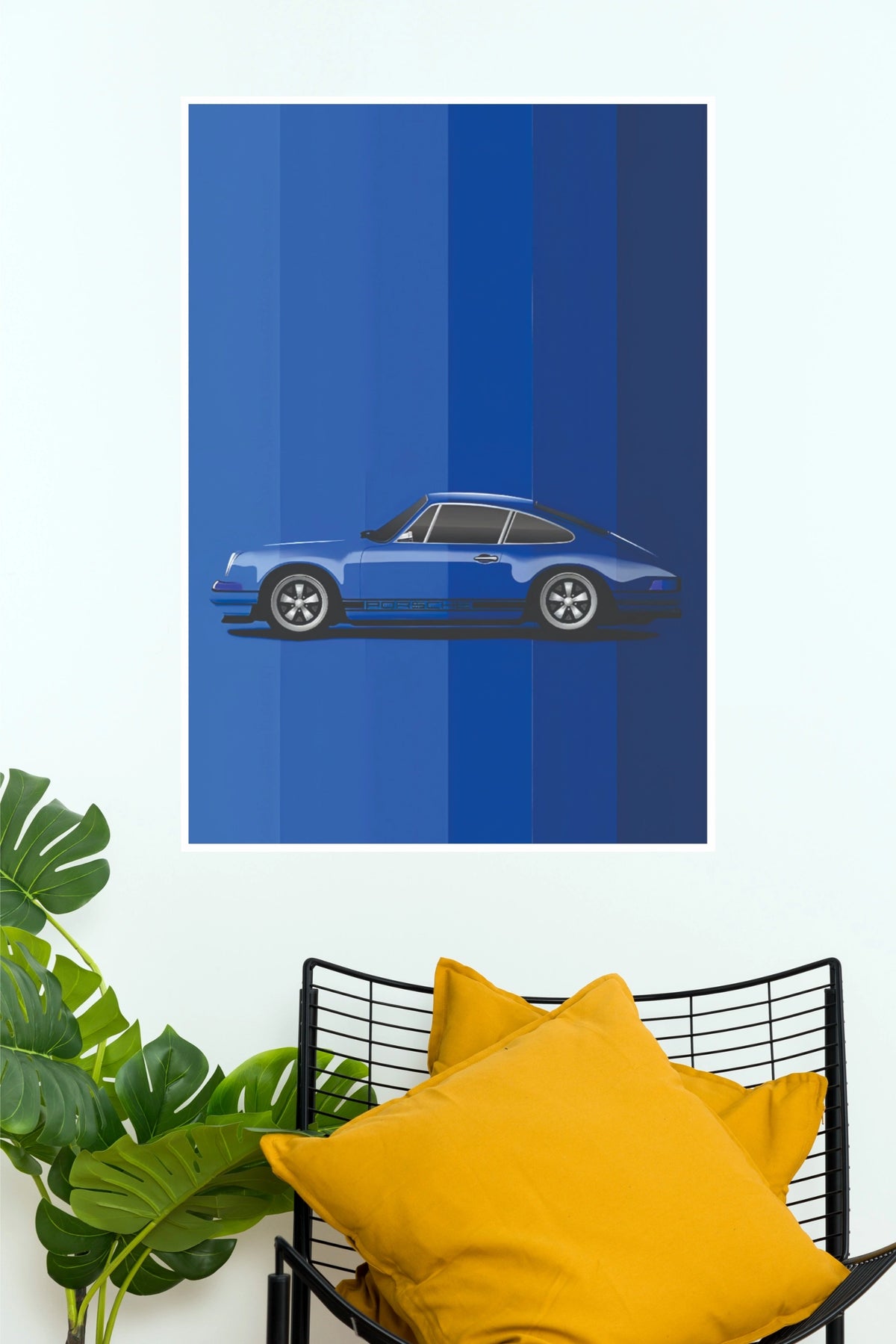 Blue Beauty Classic Sports Car Color Block Paper Poster | Automotive Wall Art (Car Posters)