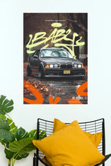 BMW E36 Streetwear Graffiti Style Poster | Classic Car Wall Art (Car Posters)