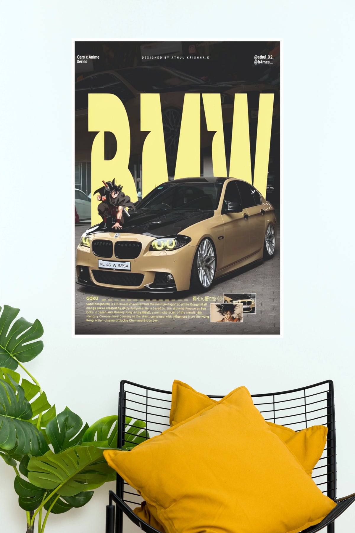 BMW F10 Anime Crossover Series Goku Poster | Luxury Car Wall Art (Car Posters)