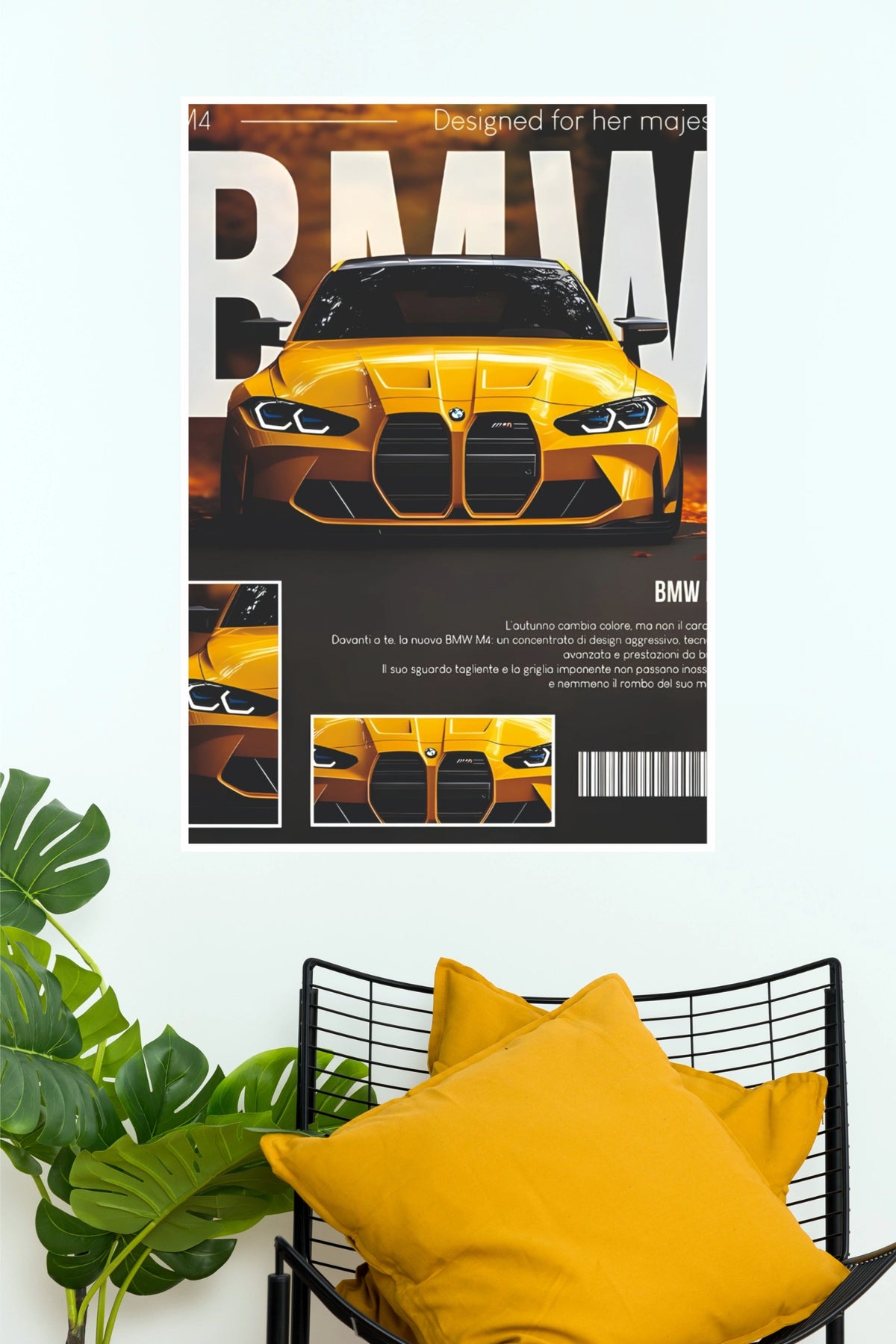 BMW M3 Yellow Edition Magazine Style Poster | Luxury Car Wall Art (Car Posters)