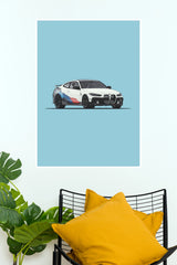 BMW M4 G82 Minimalist Blue Background Poster | Luxury Car Wall Art (Car Posters)