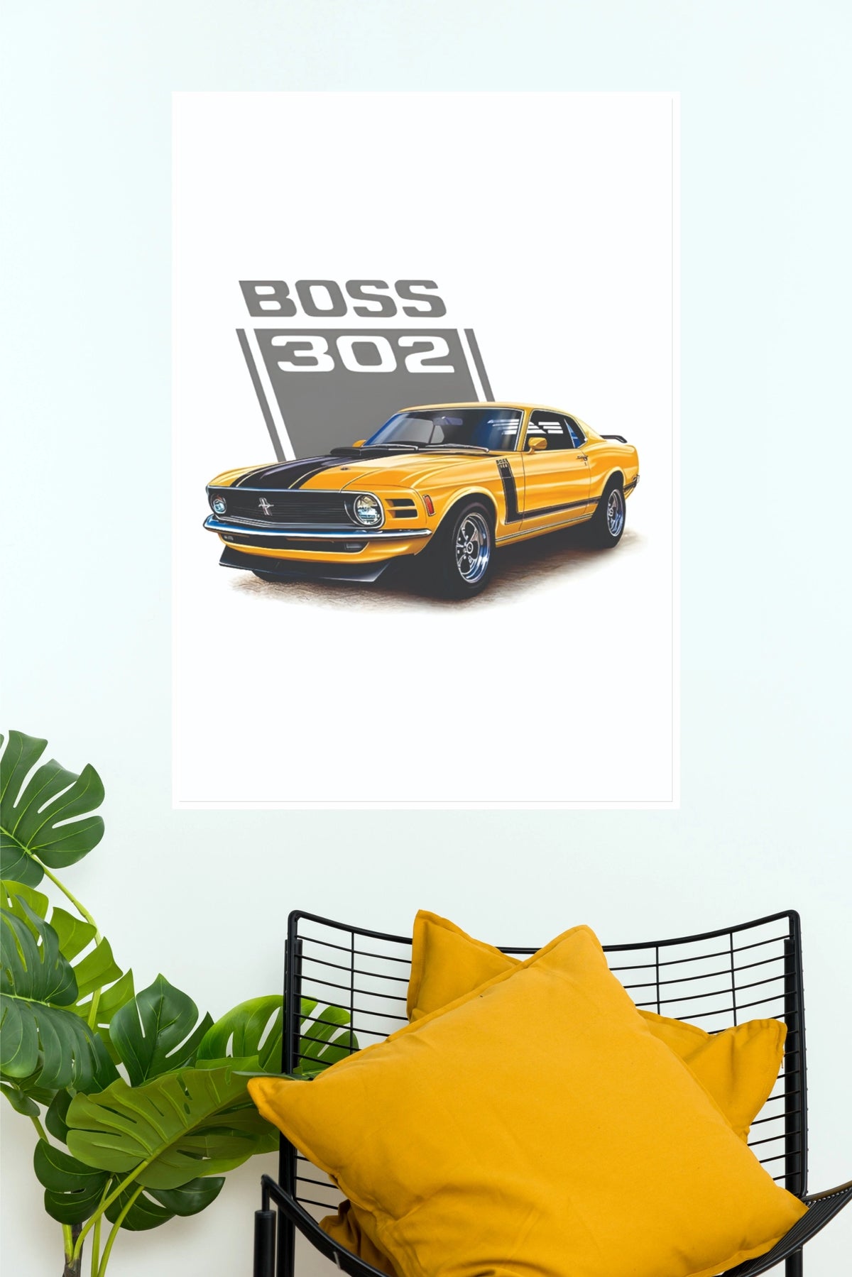 Ford Mustang Boss 302 Classic Muscle Car Poster | Automotive Wall Art (Car Posters)