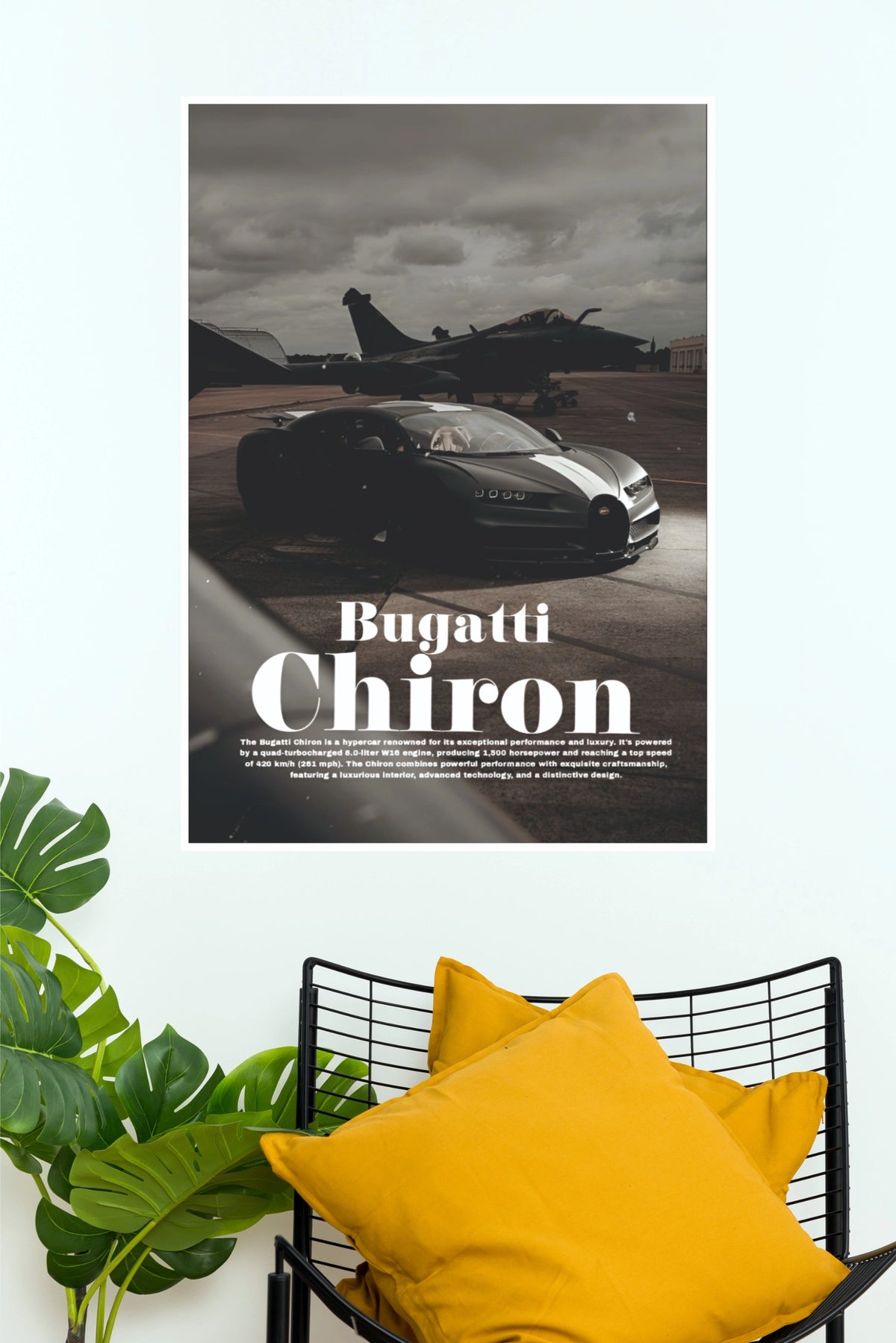 Bugatti Chiron Black Monster Hypercar Poster | Luxury Car Wall Art  (Car Posters)