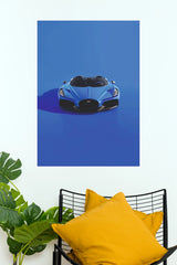 Bugatti Mistral Minimalist Blue Background Sports Car Poster | Luxury Wall Art (Car Posters)