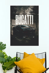Bugatti Tourbillon Forest Rain Dark Edition Poster | Luxury Car Wall Art (Car Posters)