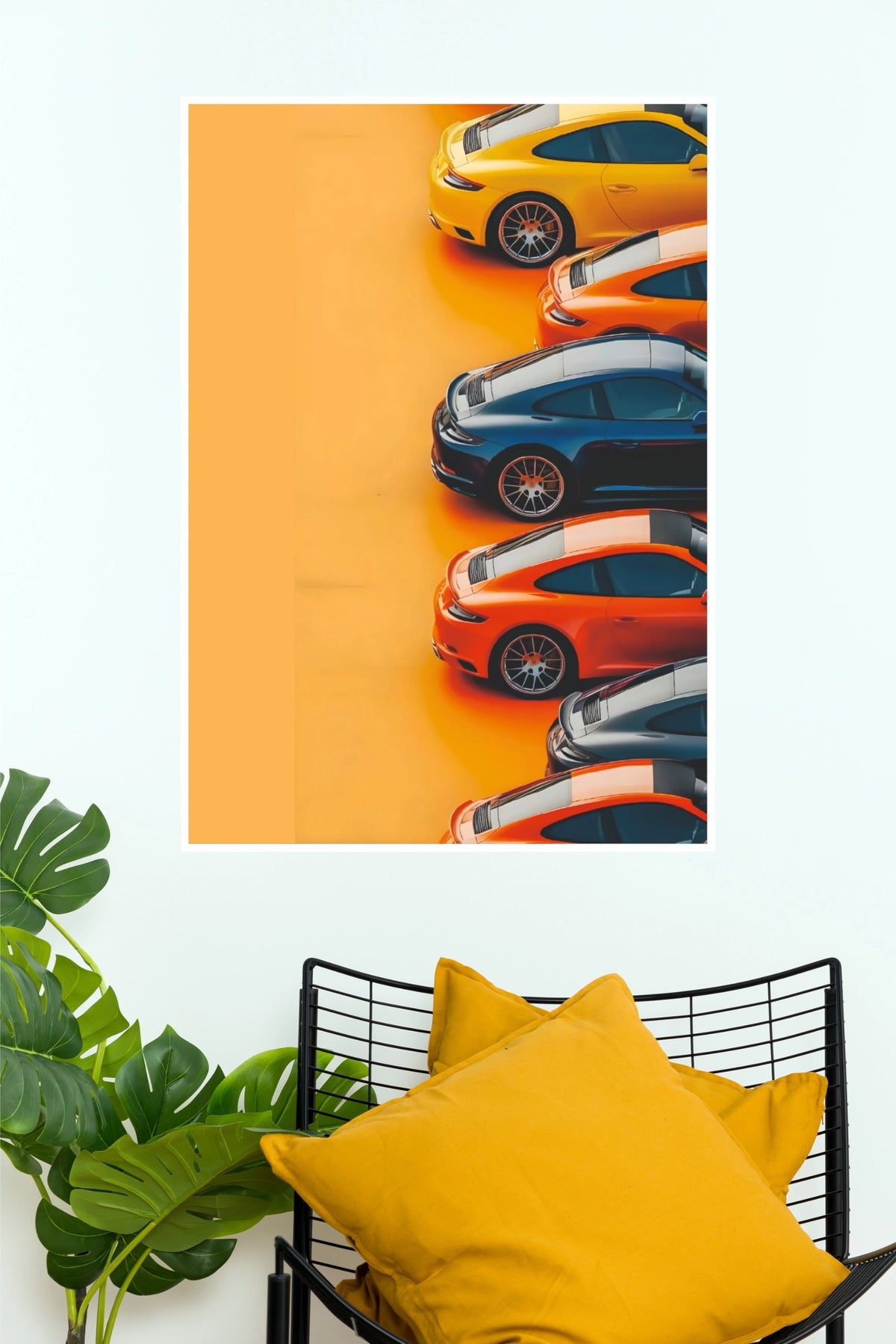 Porsche Lineup Multi-Color Sports Car Poster | Luxury Car Wall Art (Car Posters)