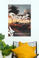 Dodge Charger Welcome to Paradise Sunset Edition Poster | Muscle Car Wall Art (Car Posters)