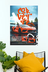 Chevrolet Corvette C8 Orange Edition Streetwear Poster | Luxury Car Wall Art (Car Posters)